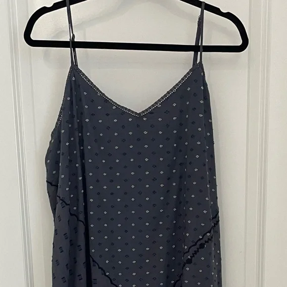 NWT Lucky Brand Textured Patchwork Dress India Ink Blue Embroidered.       20 - Picture 4 of 12